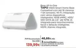 El Corte Inglés Tapo - base all-in-one h500 smart home base compativel com ate 16 cámara + 64 cámara promoção