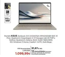 El Corte Inglés Asus - portátil zenbook a14 ux3407qa-xipaohdgb 1dx promoção