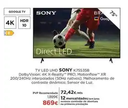 El Corte Inglés Sony - tv led uhd k75s35b promoção