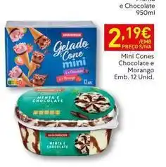 Recheio Mini - cones chocolate e morango promoção