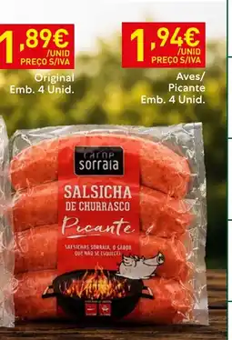 Recheio Salsicha Sorraia XL Aves/ Picante promoção