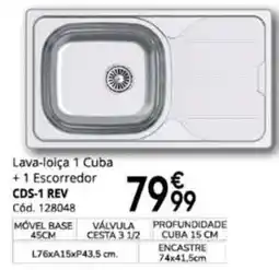 Conforama Lava-loiça 1 Cuba + 1 Escorredor CDS-1 REV promoção