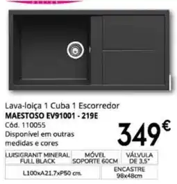 Conforama lava-loiça 1 cuba 1 escorredor maestoso ev91001 - 219e promoção