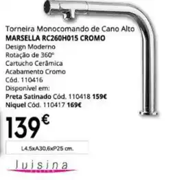 Conforama Torneira Monocomando de Cano Alto Marsella Rc260h015 Cromo promoção