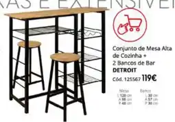 Conforama Conjunto de Mesa Alta de Cozinha + 2 Bancos de Bar detroit promoção