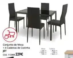 Conforama Conjunto de Mesa + 4 Cadeiras de Cozinha JET promoção