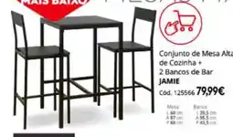 Conforama Conjunto de Mesa Alta de Cozinha + 2 Bancos de Bar Jamie promoção