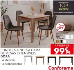 Conforama Mesa de cozinha extensível dora promoção