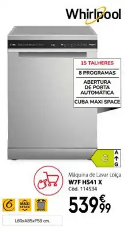Conforama Whirlpool Máquina de Lavar Loiça W7F HS41 X promoção