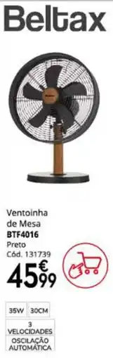 Conforama Beloux ventoinha de mesa btf4016 preto promoção