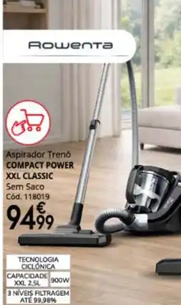 Conforama Rowenta aspirador trenó compact power xxl classic sem saco promoção