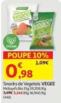 Auchan Snacks de Vegetais VEGEE promoção