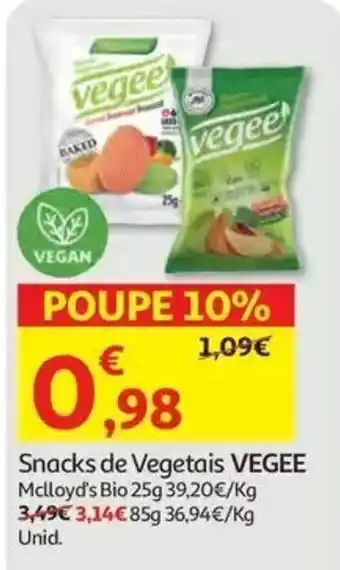 Auchan Snacks de Vegetais VEGEE promoção