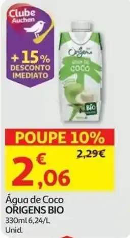 Auchan Água de Coco Origens Bio promoção