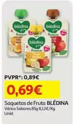 Auchan Saquetas de fruta blédina promoção