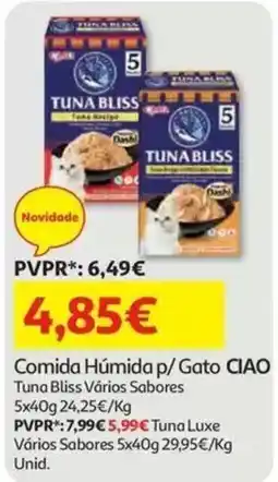 Auchan comida húmida p/ gato ciao tuna bliss vários sabores promoção