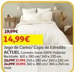 Auchan Jogo de Cama/ Capa de Edredão ACTUEL Carmelo-Ivoire promoção