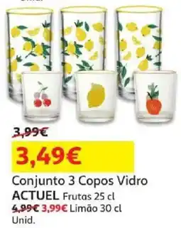 Auchan Conjunto 3 Copos Vidro ACTUEL promoção