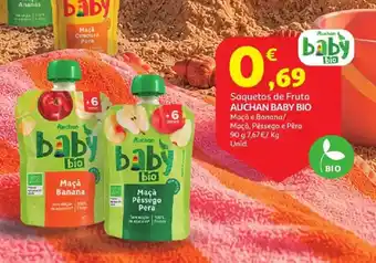 Auchan Saquetas de fruta auchan baby bio promoção