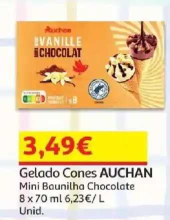 Auchan Gelado Cones Auchan Mini Baunilha Chocolate promoção