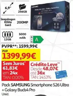 Auchan Pack samsung smartphone s26 ultra + galaxy buds4 pro promoção
