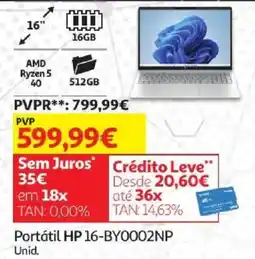 Auchan Portátil hp 16-by0002np promoção