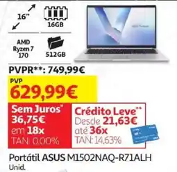 Auchan Portátil ASUS M1502NAQ-R71ALH promoção