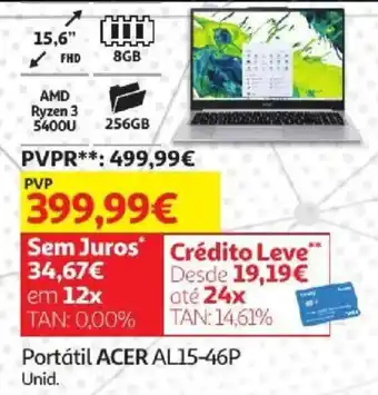 Auchan Portátil acer al15-46p promoção