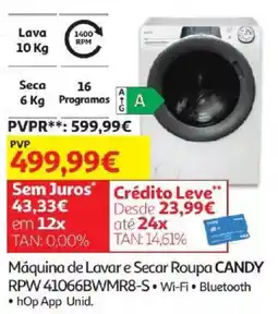 Auchan Máquina de lavar e secar roupa candy promoção