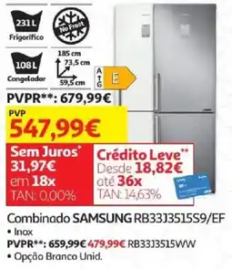 Auchan Combinado samsung rb33j3515s9/ef promoção