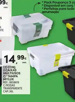 Continente Conj. 2 caixas multiusos c/tampa mylux promoção