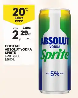 Continente Cocktail absolut vodka sprite promoção