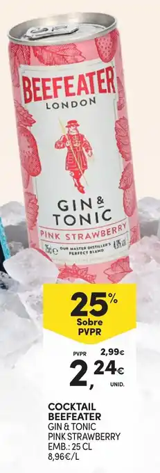 Cocktail beefeater gin & tonic pink strawberry