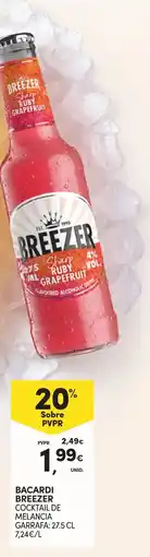 Continente Bacardi Breezer cocktail de melancia promoção