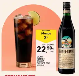 Continente Licor fernet branca promoção