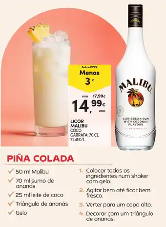 Continente Licor malibu coco promoção
