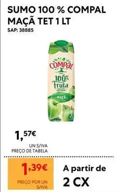 Recheio Compal - sumo 100% maçã promoção