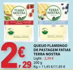 E.Leclerc queijo flamengo de pastagem fatias terra nostra light promoção
