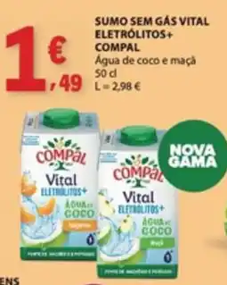 E.Leclerc Sumo sem gás vital eletrolitos+ compal agua de coco e maçã promoção