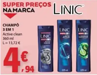 E.Leclerc Champô 3 em 1 active clean linic promoção