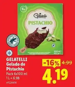 Lidl Gelatelli - gelado de pistachio promoção
