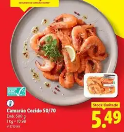 Lidl Camarão cozido 50/70 promoção