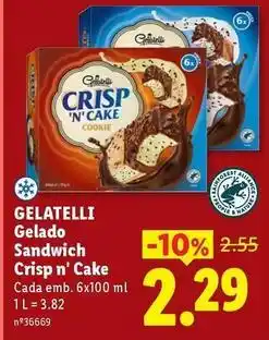 Lidl Gelatelli - gelato sandwich crisp n' cake promoção