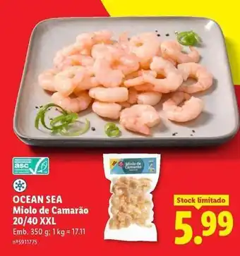 Lidl Xxl - ocean sea miolo de camarão 20/40 xxl promoção