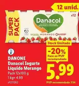Lidl Danone - danacol iogurte liquido morango promoção