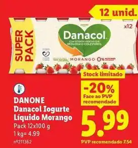 Lidl Danone - danacol iogurte liquido morango promoção