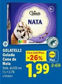 Lidl Gelatelli - gelado cone de nata promoção