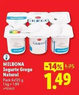 Lidl Milbona - iogurte grego natural promoção