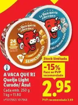 Lidl A vaca que ri - queijo light curado/ azul promoção