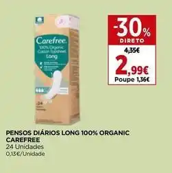 El Corte Inglés Carefree - pensos diários long 100% organic promoção
